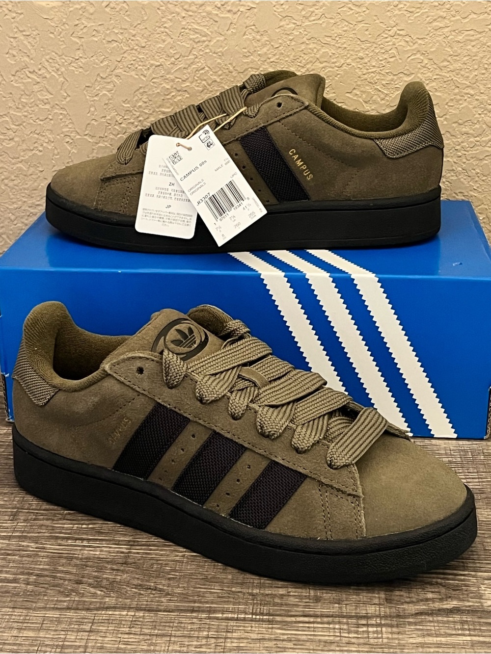 Adidas Campus 00's Olive Strata Black Gold Shoes Style JI 3307 Size 8